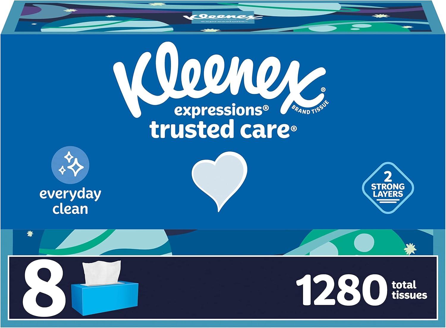image:imageKleenex Trusted Care Facial Tissues 8 Flat Boxes 200 Tissues per Box 2Ply Packaging May VaryWhite
