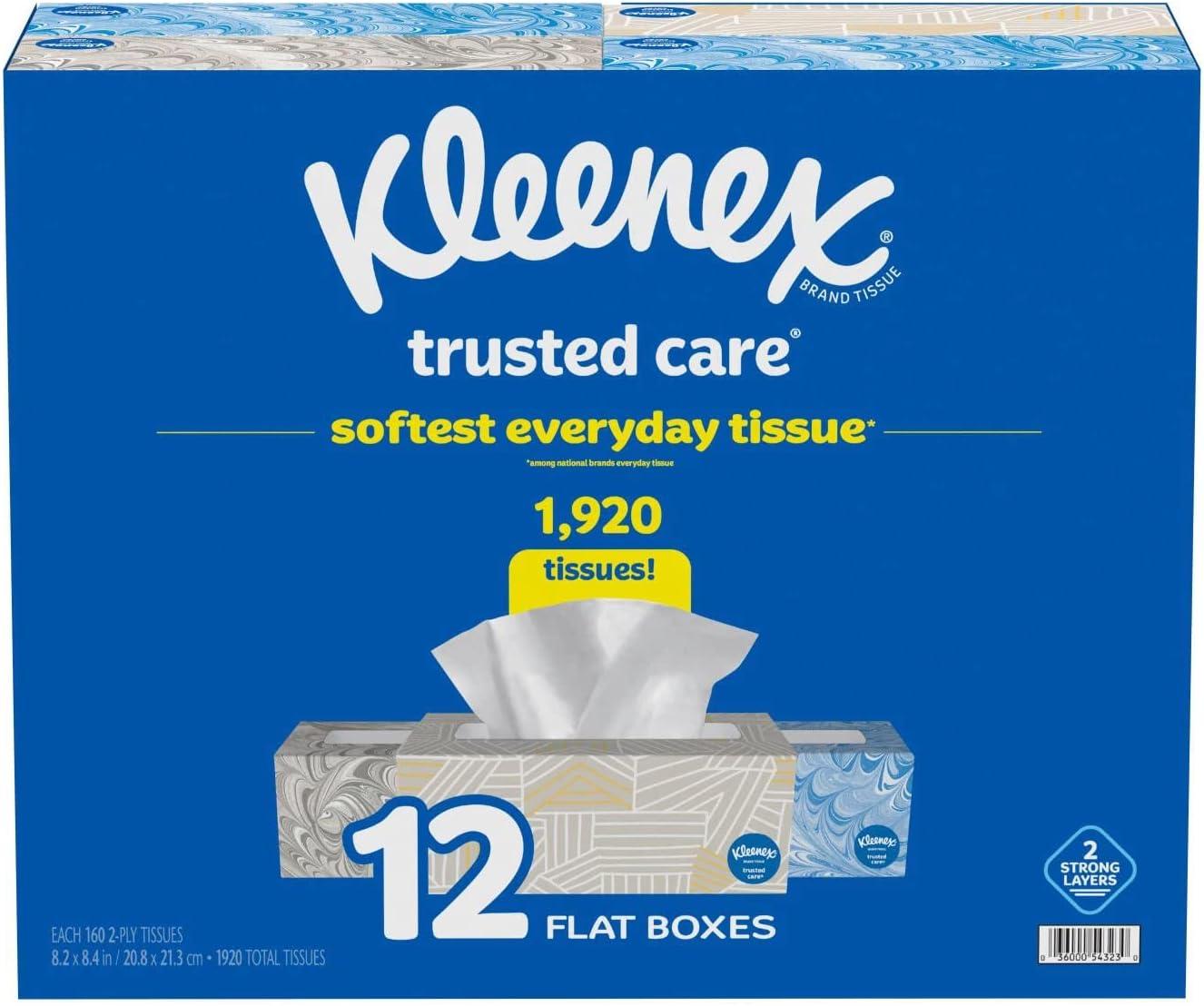 image:imageKleenex Trusted Care Facial Tissues 8 Flat Boxes 200 Tissues per Box 2Ply Packaging May VaryWhite