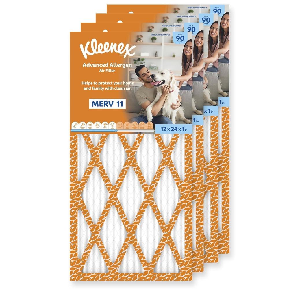 image:imageKleenex Advanced Allergen Air Filter 16x25x1 Inches 11 MERV RATING 4Pack12x24x1