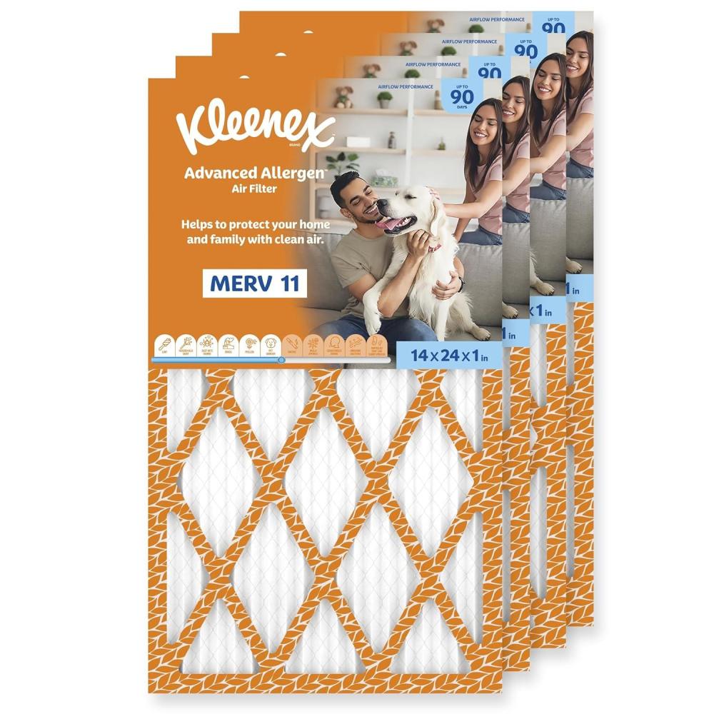 image:imageKleenex Advanced Allergen Air Filter 16x25x1 Inches 11 MERV RATING 4Pack14x24x1