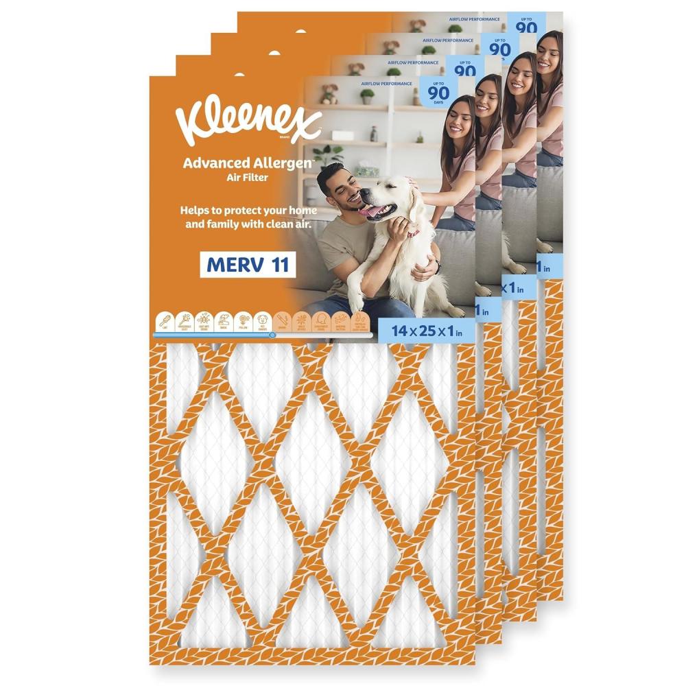 image:imageKleenex Advanced Allergen Air Filter 16x25x1 Inches 11 MERV RATING 4Pack14x25x1