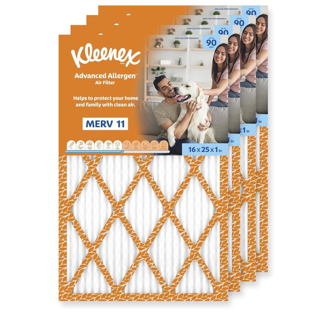 image:imageKleenex Advanced Allergen Air Filter 16x25x1 Inches 11 MERV RATING 4Pack16x25x1