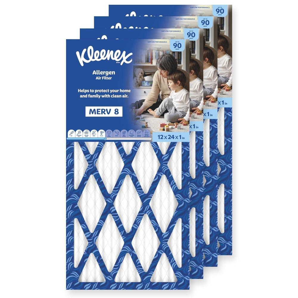 image:imageKleenex Allergen Air Filter 16x25x1 Inches 8 MERV RATING 4Pack12x24x1