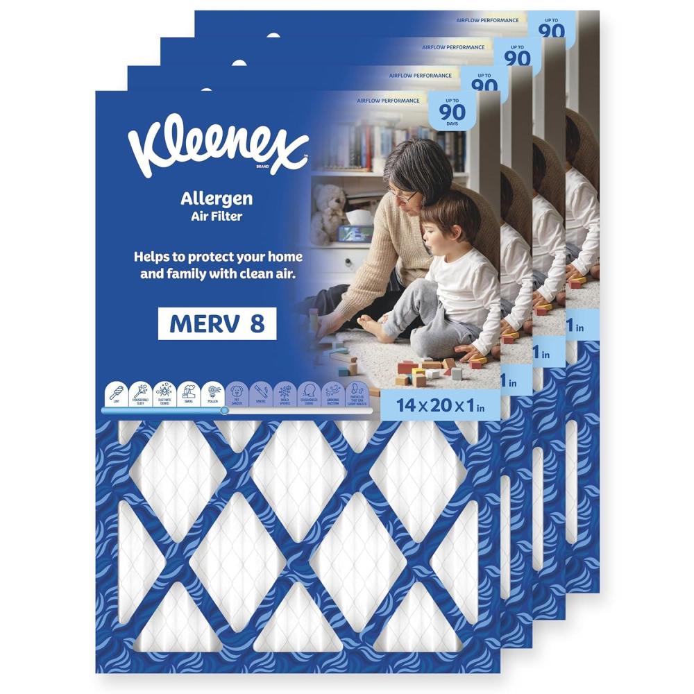 image:imageKleenex Allergen Air Filter 16x25x1 Inches 8 MERV RATING 4Pack14x20x1