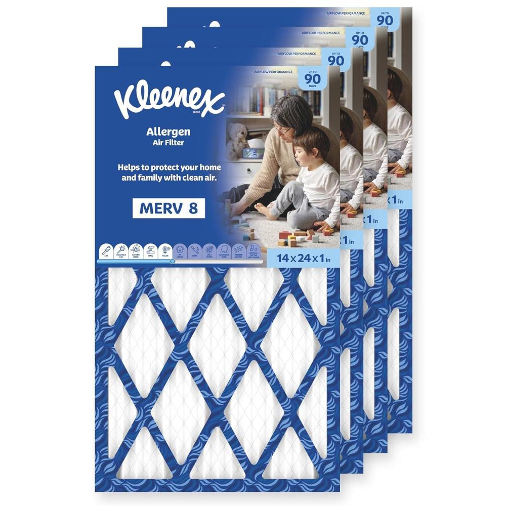 image:imageKleenex Allergen Air Filter 16x25x1 Inches 8 MERV RATING 4Pack14x24x1