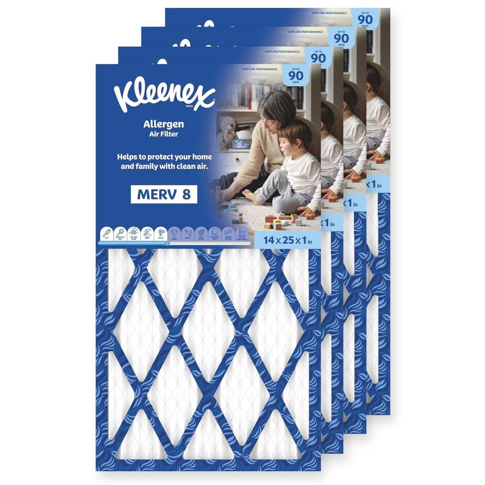 image:imageKleenex Allergen Air Filter 16x25x1 Inches 8 MERV RATING 4Pack14x25x1
