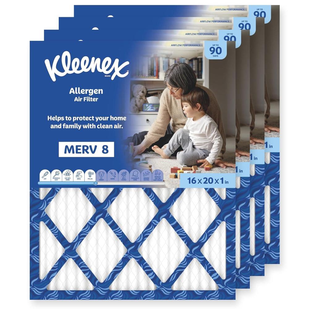 image:imageKleenex Allergen Air Filter 16x25x1 Inches 8 MERV RATING 4Pack16x20x1
