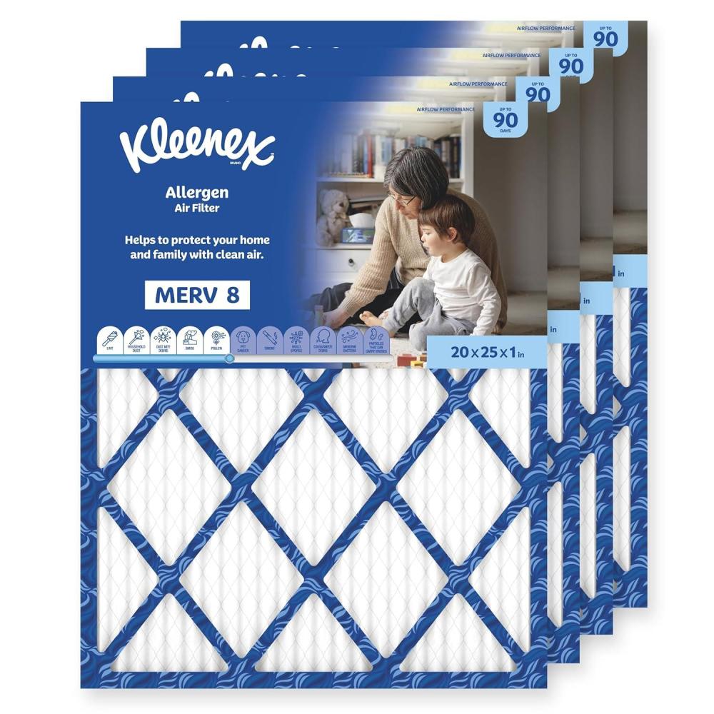 image:imageKleenex Allergen Air Filter 16x25x1 Inches 8 MERV RATING 4Pack20x25x1