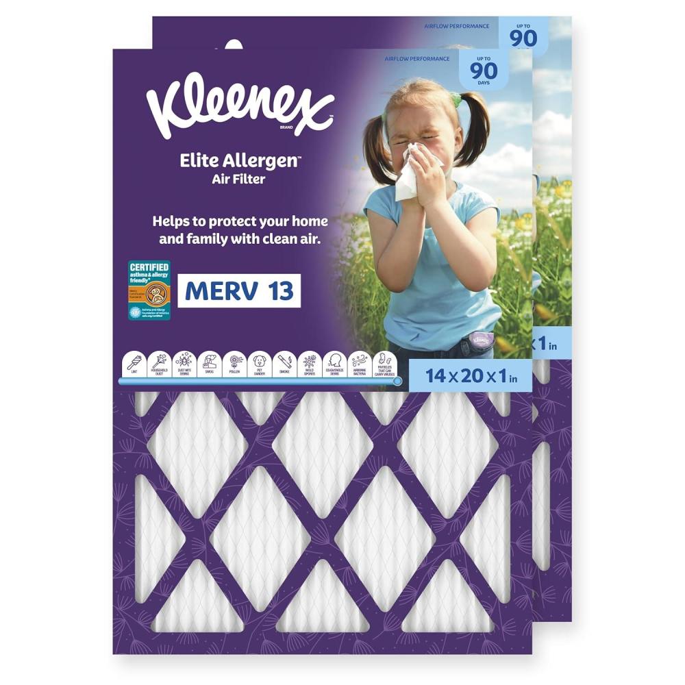 image:imageKleenex Elite Allergen Air Filter 16x25x1 Inches 13 MERV RATING 2Pack14x20x1