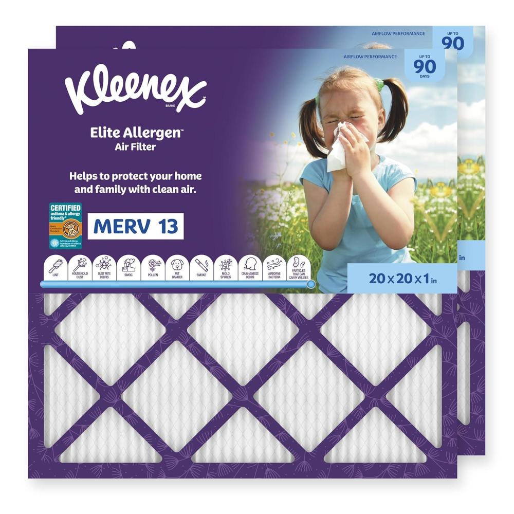 image:imageKleenex Elite Allergen Air Filter 16x25x1 Inches 13 MERV RATING 2Pack20x20x1