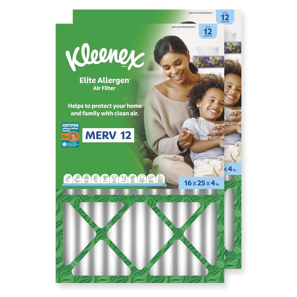 image:imageKleenex Elite Allergen Air Filter 20x25x4 Inches  12 MERV RATING 2Pack16x25x4