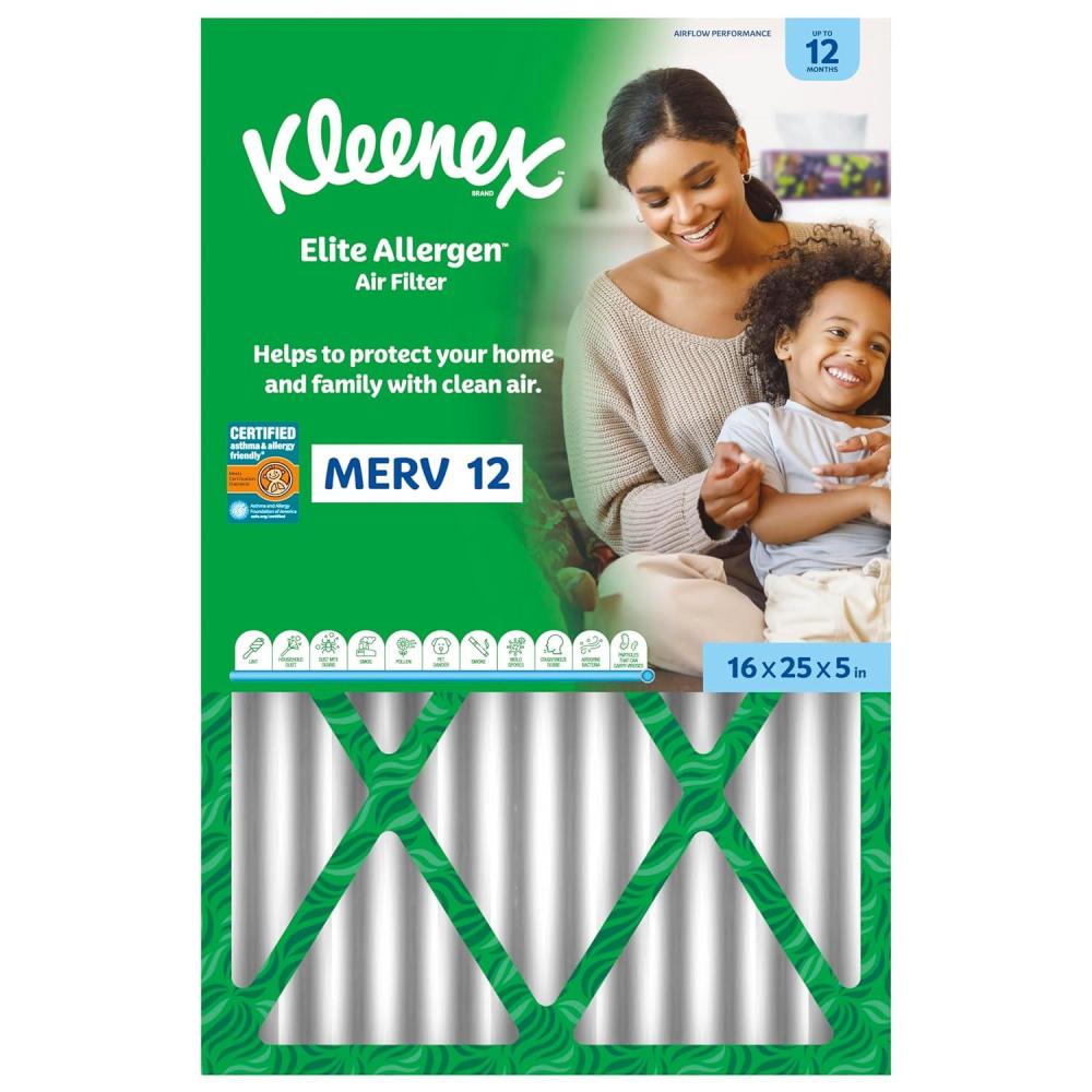 image:imageKleenex Elite Allergen Air Filter 20x25x4 Inches  12 MERV RATING 2Pack16x25x5