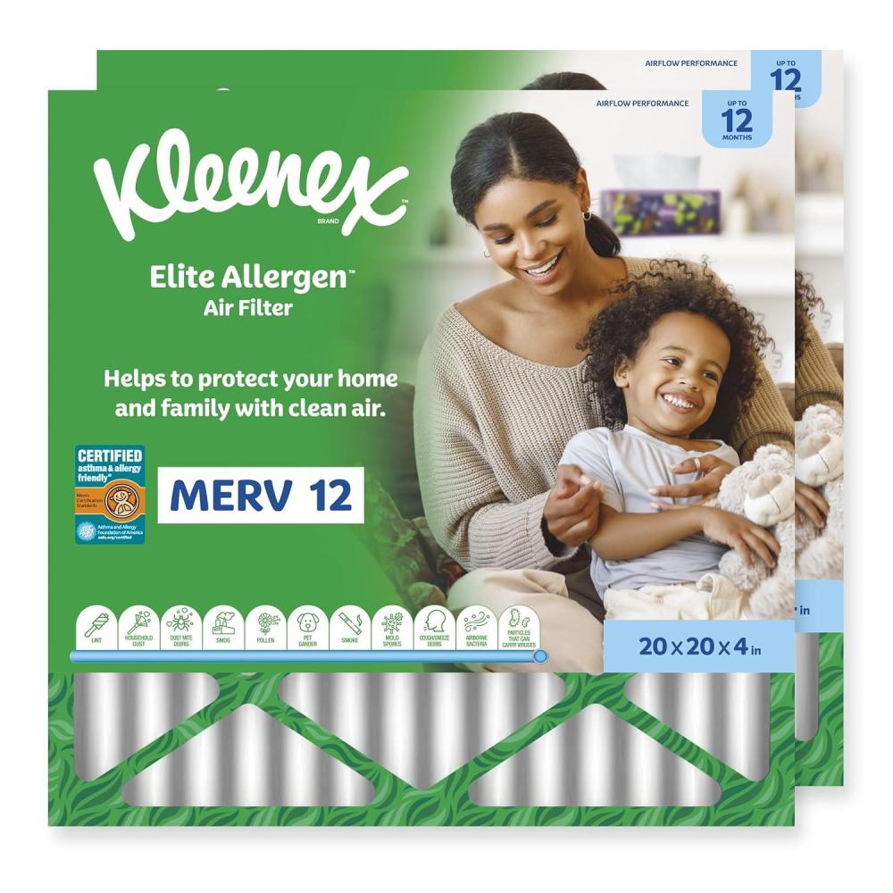 image:imageKleenex Elite Allergen Air Filter 20x25x4 Inches  12 MERV RATING 2Pack20x20x4