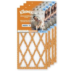 Kleenex Advanced Allergen Air Filter 16x25x1 Inches – 11 MERV RATING (4-Pack)(12x24x1)