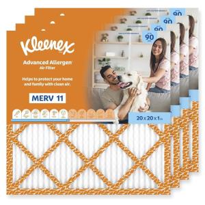 Kleenex Advanced Allergen Air Filter 16x25x1 Inches – 11 MERV RATING (4-Pack)(20x20x1)