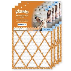 Kleenex Advanced Allergen Air Filter 16x25x1 Inches – 11 MERV RATING (4-Pack)(20x30x1)