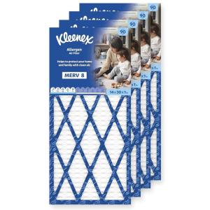 Kleenex Allergen Air Filter 16x25x1 Inches – 8 MERV RATING (4-Pack)(14x30x1)
