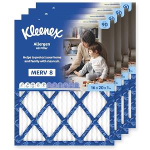 Kleenex Allergen Air Filter 16x25x1 Inches – 8 MERV RATING (4-Pack)(16x20x1)