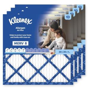 Kleenex Allergen Air Filter 16x25x1 Inches – 8 MERV RATING (4-Pack)(20x20x1)