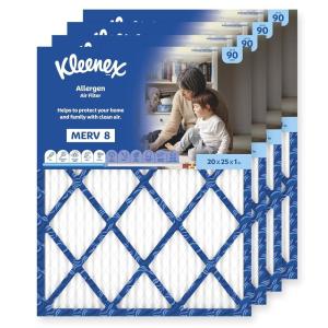 Kleenex Allergen Air Filter 16x25x1 Inches – 8 MERV RATING (4-Pack)(20x25x1)