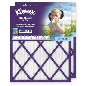 Kleenex Elite Allergen Air Filter 16x25x1 Inches – 13 MERV RATING (2-Pack)(20x25x1)