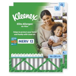 Kleenex Elite Allergen Air Filter 20x25x4 Inches – 12 MERV RATING (2-Pack)(16x20x4)