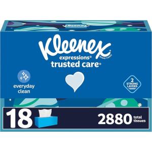 Kleenex Trusted Care Facial Tissues, 8 Flat Boxes, 200 Tissues per Box, 2-Ply, Packaging May Vary(White)
