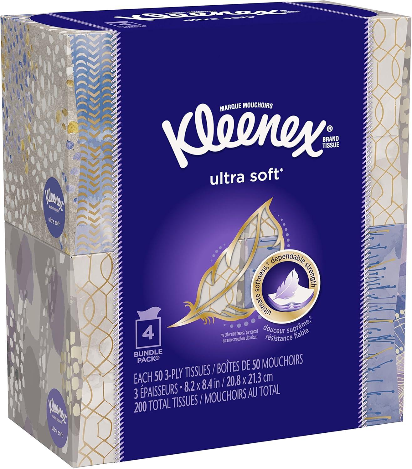 image:imageKleenex Ultra Soft Facial Tissues 6 Flat Boxes 180 Tissues per Box 3Ply 1080 Total Packaging May VaryWhite