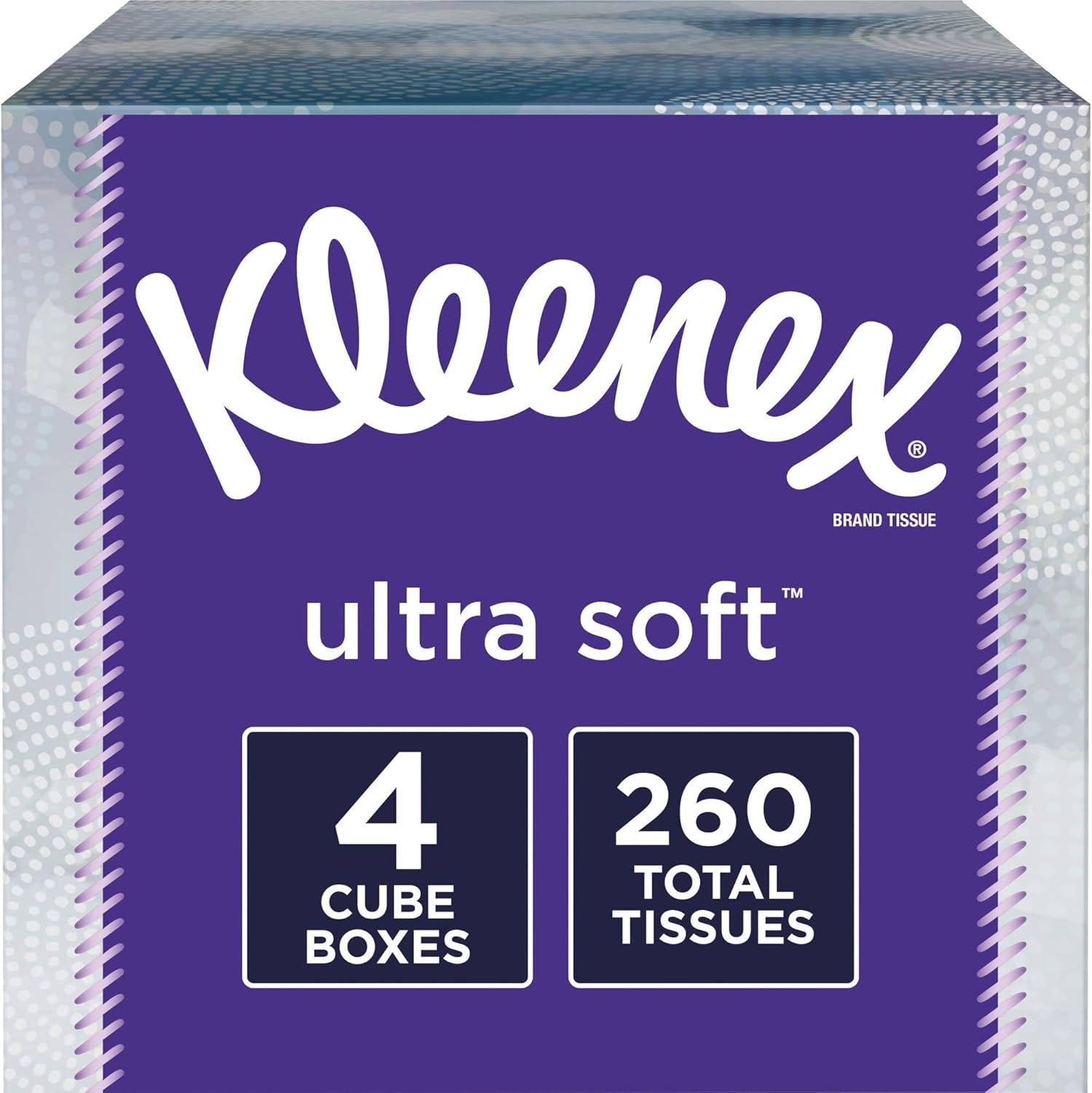 image:imageKleenex Ultra Soft Facial Tissues 6 Flat Boxes 180 Tissues per Box 3Ply 1080 Total Packaging May VaryWhite