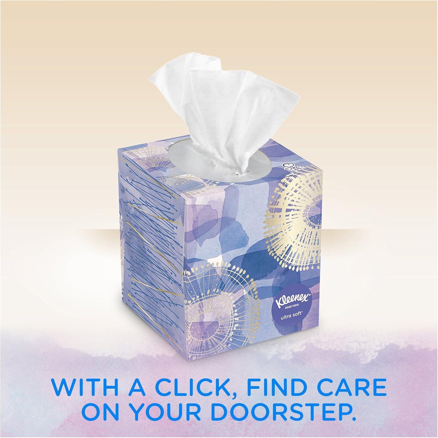 image:imageKleenex Ultra Soft Facial Tissues 6 Flat Boxes 180 Tissues per Box 3Ply 1080 Total Packaging May VaryWhite