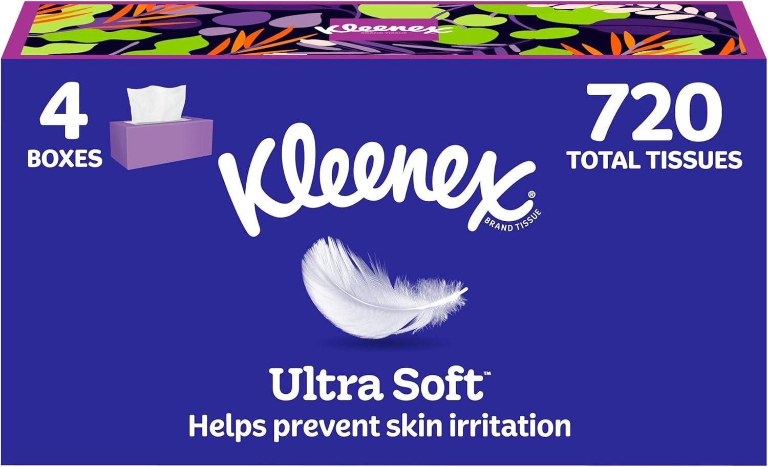 image:imageKleenex Ultra Soft Facial Tissues 6 Flat Boxes 180 Tissues per Box 3Ply 1080 Total Packaging May VaryWhite