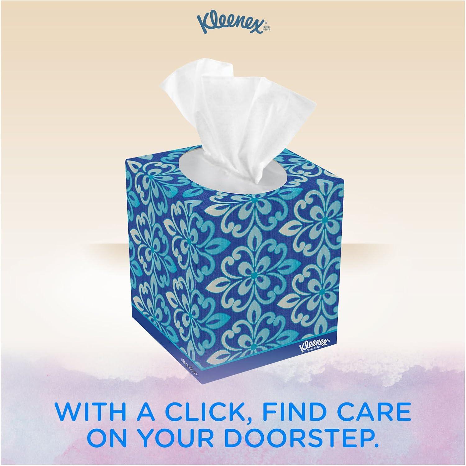 image:imageKleenex Ultra Soft Facial Tissues 6 Flat Boxes 180 Tissues per Box 3Ply 1080 Total Packaging May VaryWhite