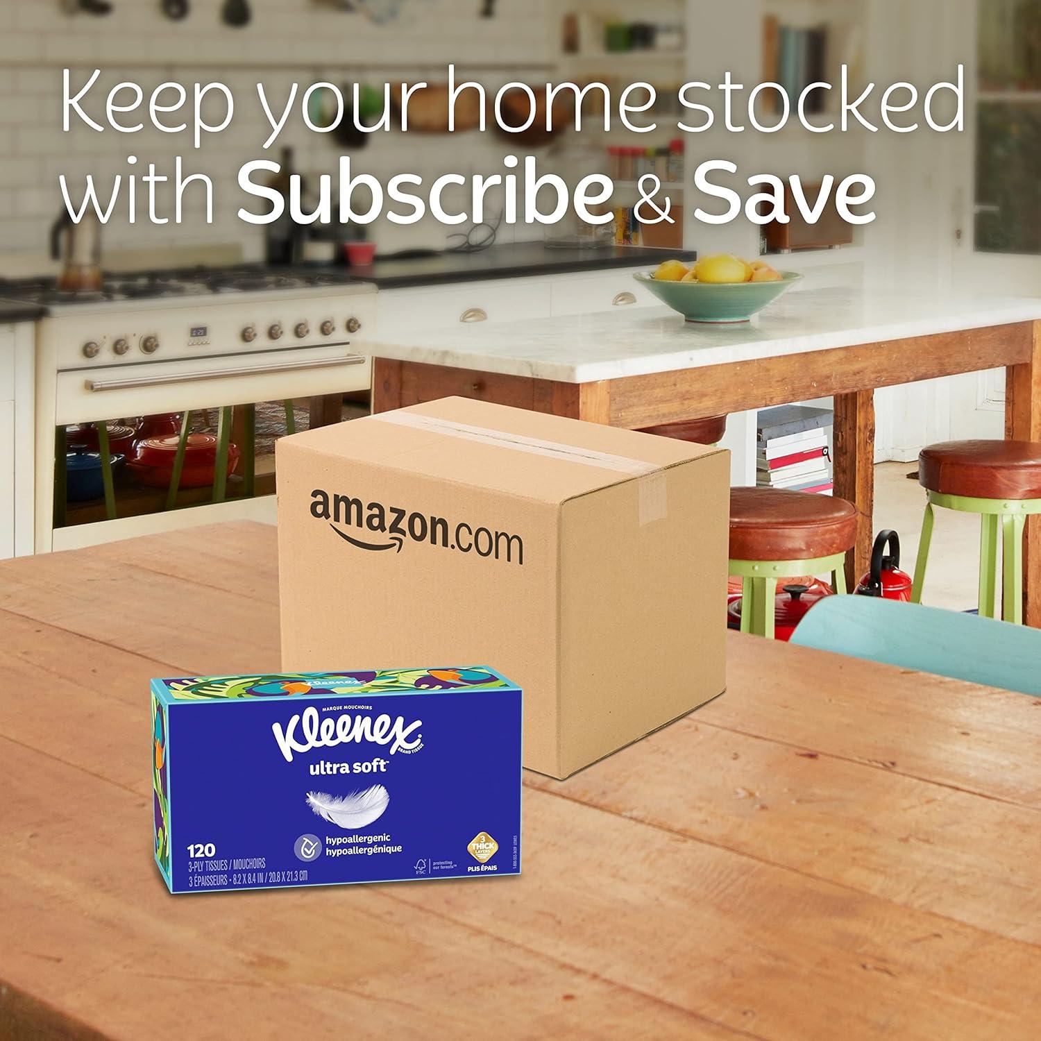 image:imageKleenex Ultra Soft Facial Tissues 6 Flat Boxes 180 Tissues per Box 3Ply 1080 Total Packaging May VaryWhite