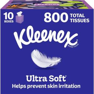 Kleenex Ultra Soft Facial Tissues, 10 Cube Boxes, 80 Tissues per Box, 3-Ply, Packaging May Vary