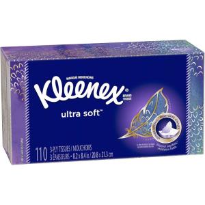 Kleenex Ultra Soft Facial Tissues, 6 Flat Boxes, 180 Tissues per Box, 3-Ply (1080 Total), Packaging May Vary(Purple)